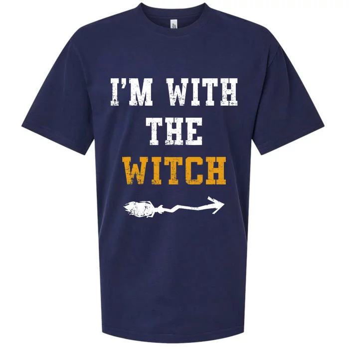 Im With The Witch Funny Halloween Costume Couples Sueded Cloud Jersey T-Shirt