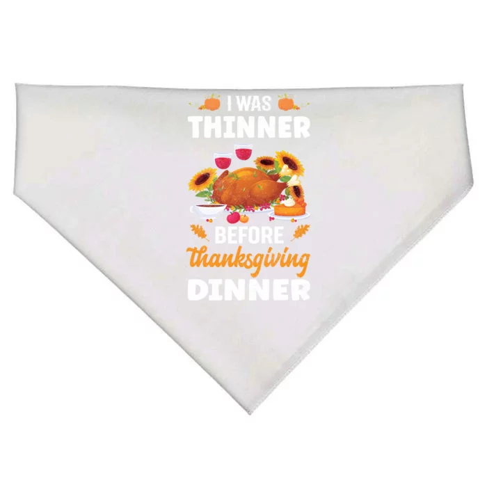 I Was Thinner Before Thanksgiving Dinner Gift USA-Made Doggie Bandana