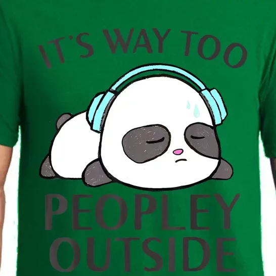 ItS Way Too Peopley Outside Cute Kawaii Introvert Panda Pajama Set