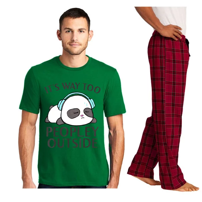 ItS Way Too Peopley Outside Cute Kawaii Introvert Panda Pajama Set