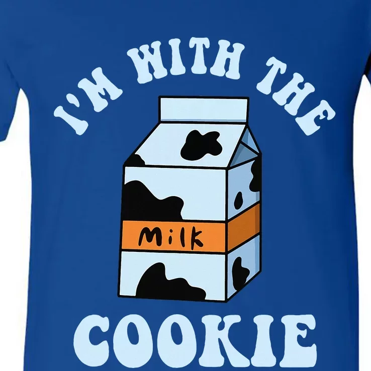 IM With The Cookie And Milk Couples Matching Costumes V-Neck T-Shirt