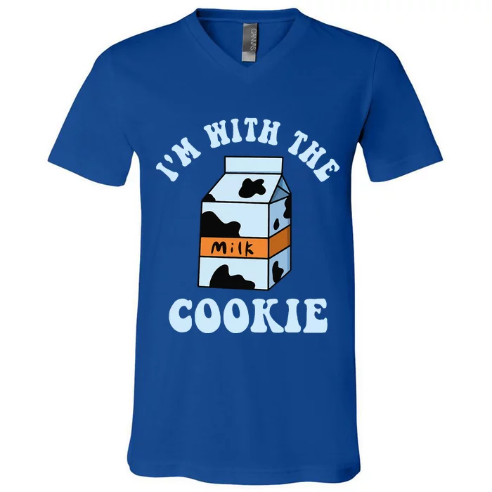 IM With The Cookie And Milk Couples Matching Costumes V-Neck T-Shirt