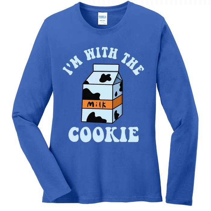 IM With The Cookie And Milk Couples Matching Costumes Ladies Long Sleeve Shirt