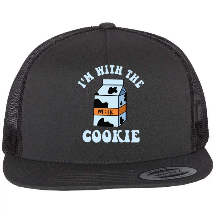 IM With The Cookie And Milk Couples Matching Costumes Flat Bill Trucker Hat