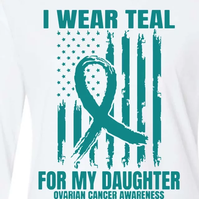 I Wear Teal Daughter Ovarian Cancer Awareness Flag Products Womens Cotton Relaxed Long Sleeve T-Shirt