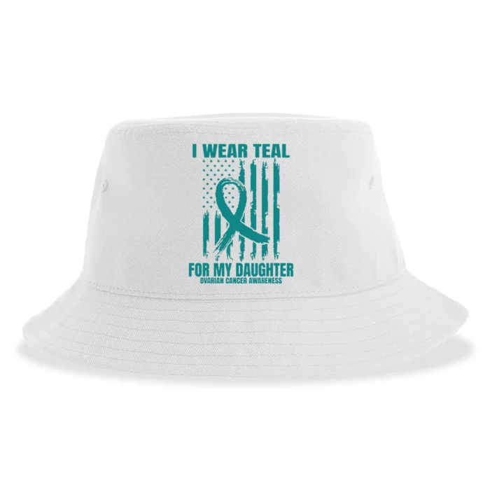 I Wear Teal Daughter Ovarian Cancer Awareness Flag Products Sustainable Bucket Hat