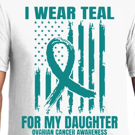 I Wear Teal Daughter Ovarian Cancer Awareness Flag Products Pajama Set