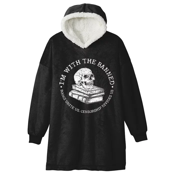 Im With The Banned Books Funny Book Lover Librarian Reading Hooded Wearable Blanket