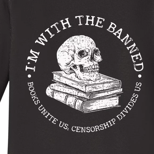 Im With The Banned Books Funny Book Lover Librarian Reading Baby Long Sleeve Bodysuit