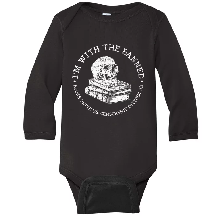 Im With The Banned Books Funny Book Lover Librarian Reading Baby Long Sleeve Bodysuit