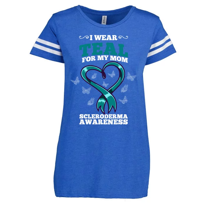 I Wear Teal For My Mom Scleroderma Awareness Meaningful Gift Enza Ladies Jersey Football T-Shirt