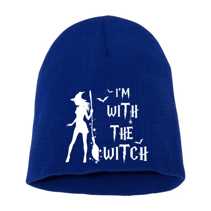 Im With The Witch Halloween Couple Funny Great Gift Short Acrylic Beanie