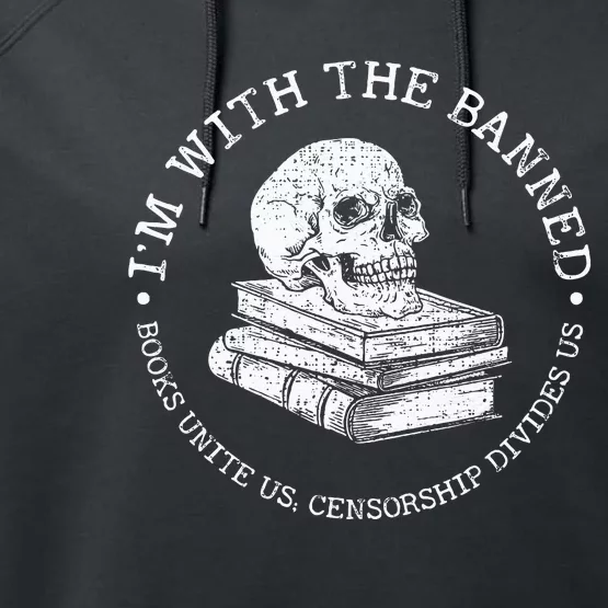 IM With The Banned Books Funny Book Lover Librarian Reading Performance Fleece Hoodie