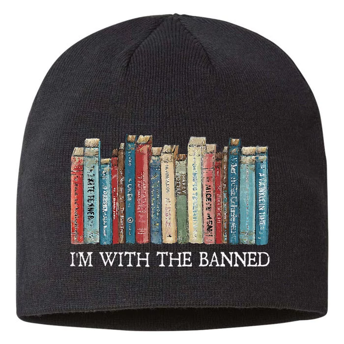 IM With The Banned Read Banned Books Bookworm Gift 8 1/2in Sustainable Knit Beanie