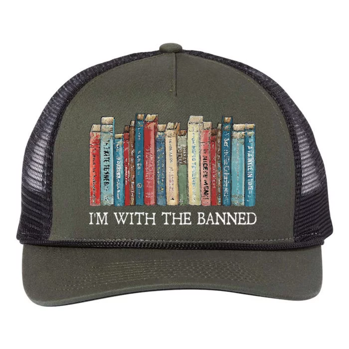 IM With The Banned Read Banned Books Bookworm Gift Retro Rope Trucker Hat Cap