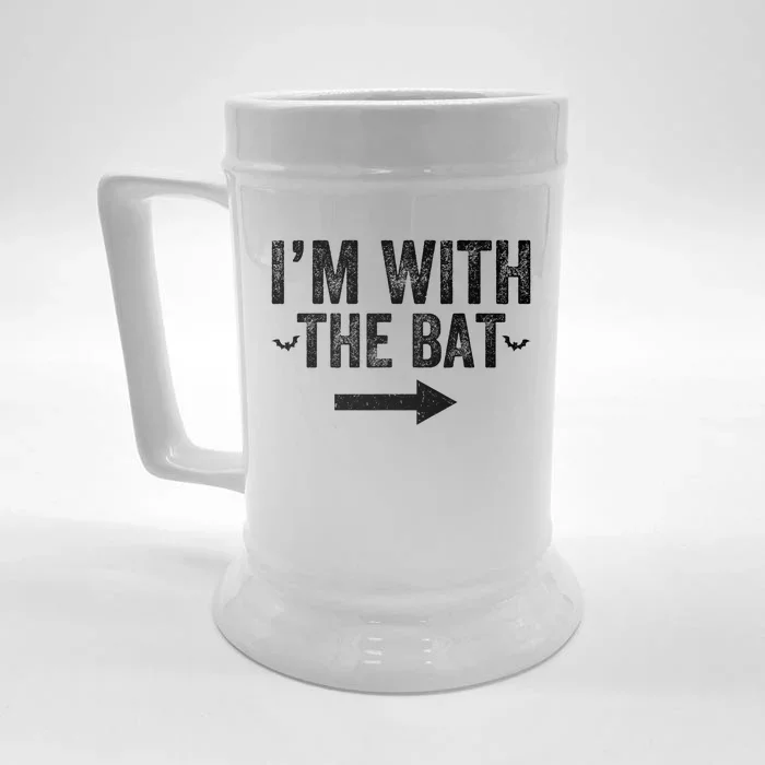 IM With The Bat Funny Matching Couple Costume Halloween Front & Back Beer Stein