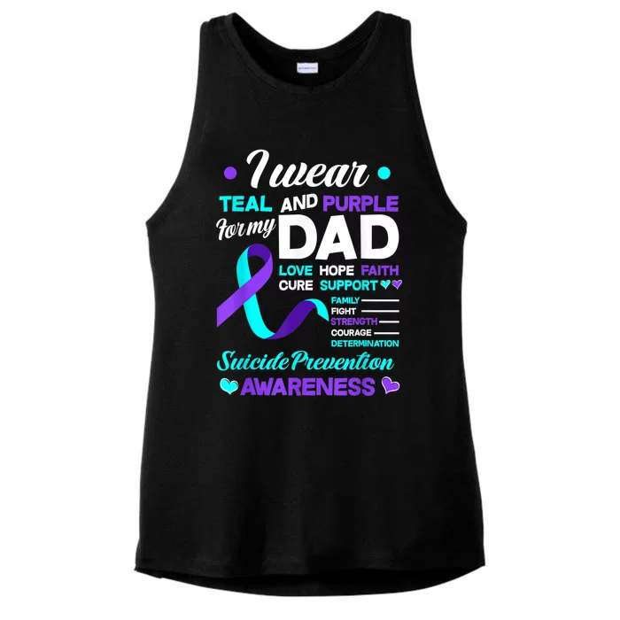 I Wear Teal & Purple For My Dad Suicide Prevention Awareness Ladies Tri-Blend Wicking Tank