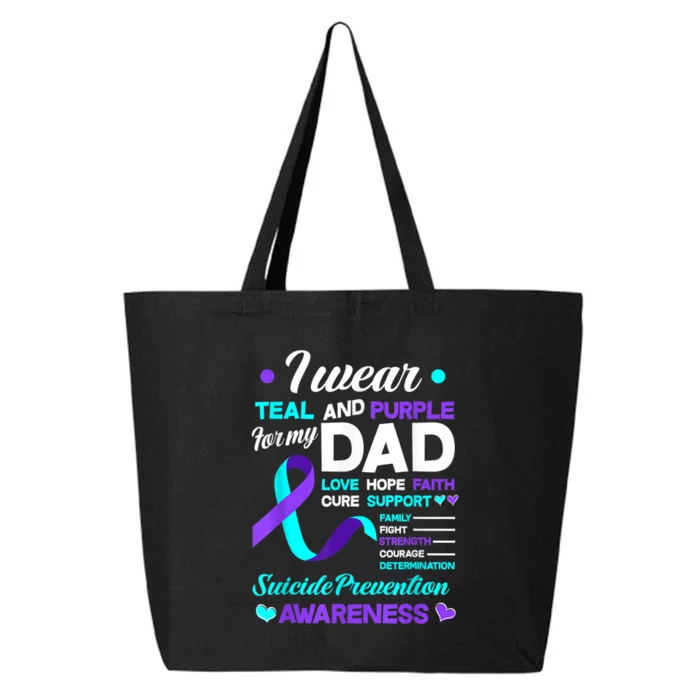 I Wear Teal & Purple For My Dad Suicide Prevention Awareness 25L Jumbo Tote