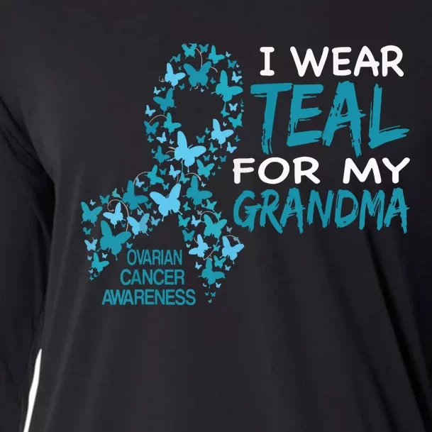 I Wear Teal For My Grandma Ovarian Cancer Awareness T Cooling Performance Long Sleeve Crew