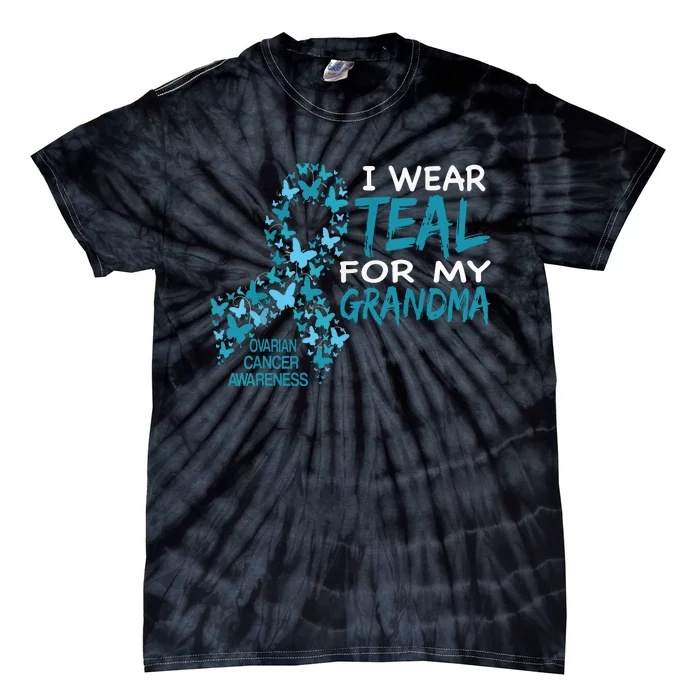 I Wear Teal For My Grandma Ovarian Cancer Awareness T Tie-Dye T-Shirt