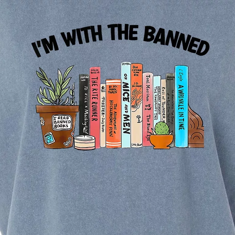 I'm With The Banned Funny Book Readers I Read Banned Books Garment-Dyed Women's Muscle Tee