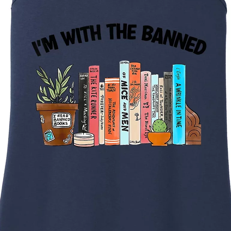 I'm With The Banned Funny Book Readers I Read Banned Books Ladies Essential Tank