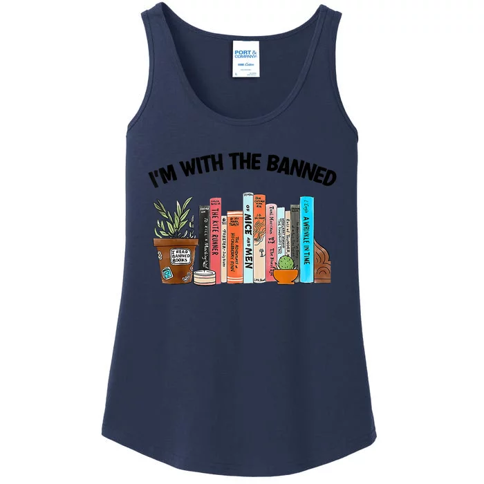 I'm With The Banned Funny Book Readers I Read Banned Books Ladies Essential Tank