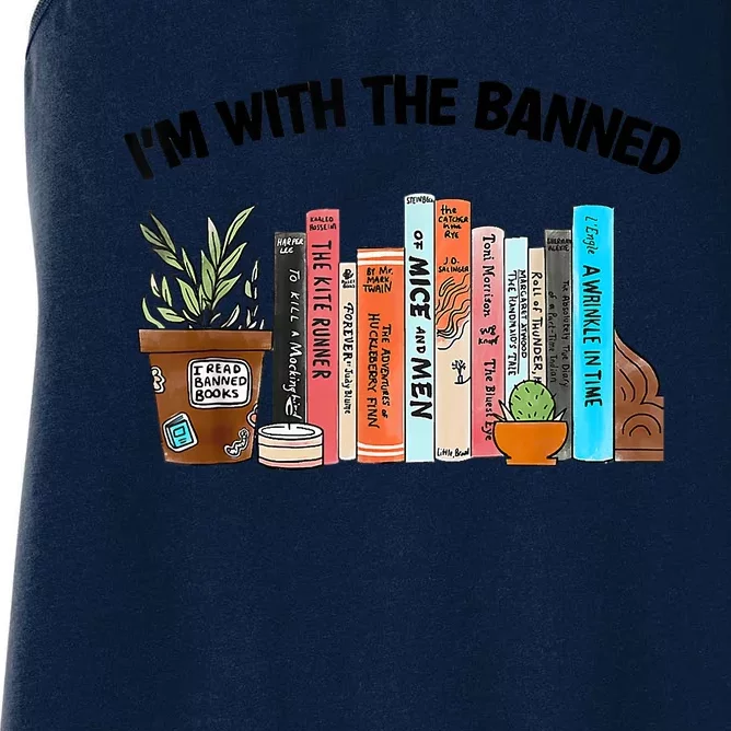 I'm With The Banned Funny Book Readers I Read Banned Books Women's Racerback Tank