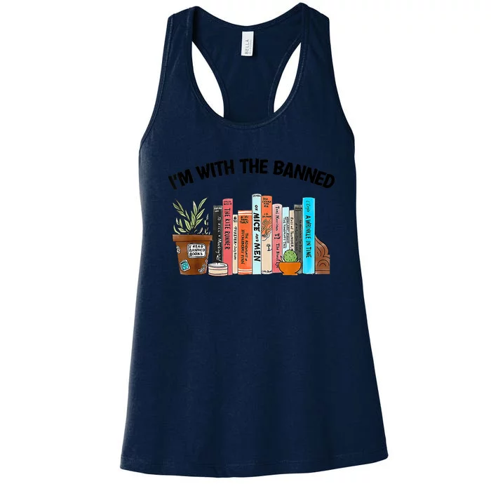 I'm With The Banned Funny Book Readers I Read Banned Books Women's Racerback Tank