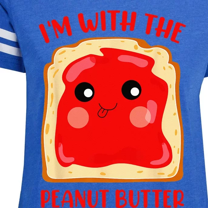 Im With The Peanut Butter Cute Couple Peanut Butter Jelly Enza Ladies Jersey Football T-Shirt