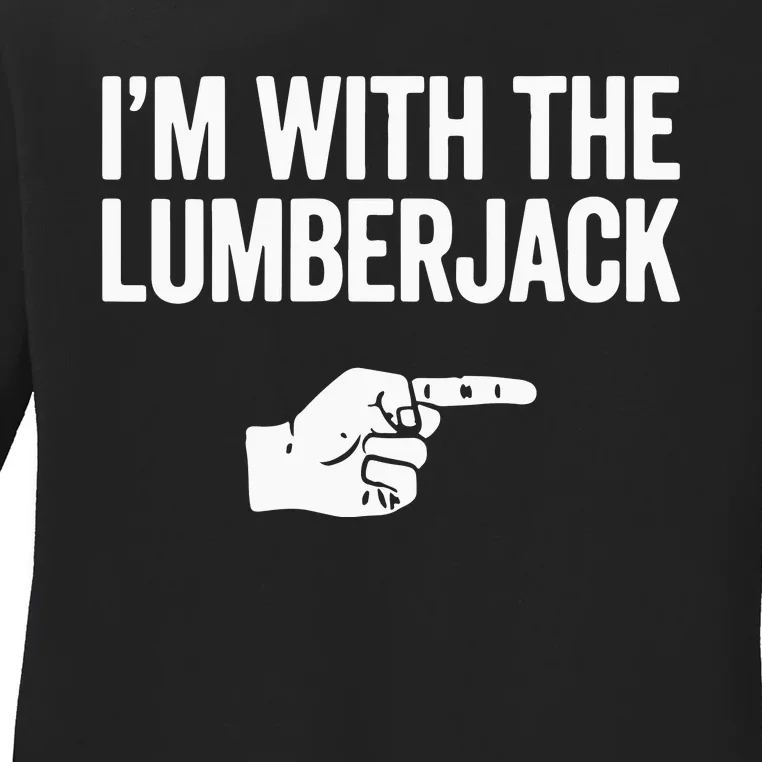 I'm With The Lumberjack Matching VNeck Ladies Long Sleeve Shirt