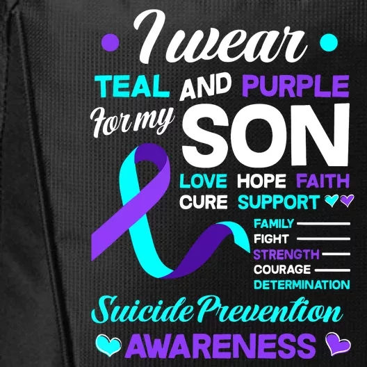 I Wear Teal & Purple For My Son Suicide Prevention Awareness City Backpack