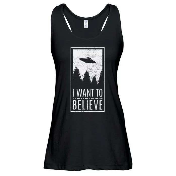 I Want To Believe Ufo Alien Hunter Conspiracy Theorist Ladies Essential Flowy Tank