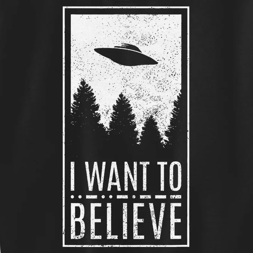 I Want To Believe Ufo Alien Hunter Conspiracy Theorist Kids Sweatshirt