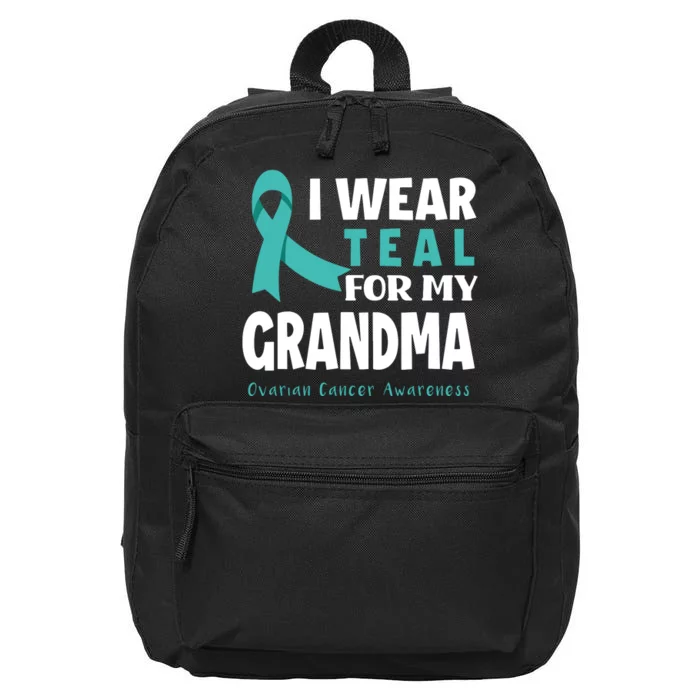 I Wear Teal For My Grandma Support Ovarian Cancer Awareness 16 in Basic Backpack