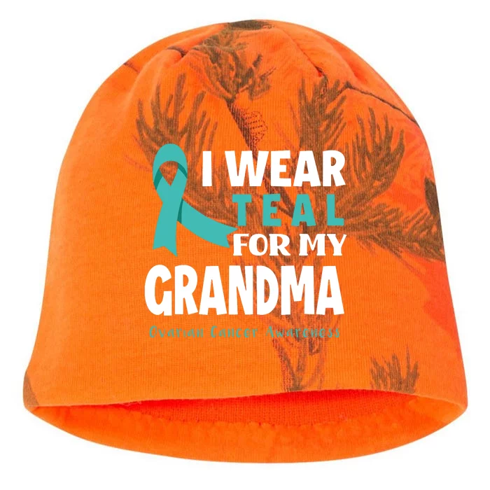 I Wear Teal For My Grandma Support Ovarian Cancer Awareness Kati - Camo Knit Beanie