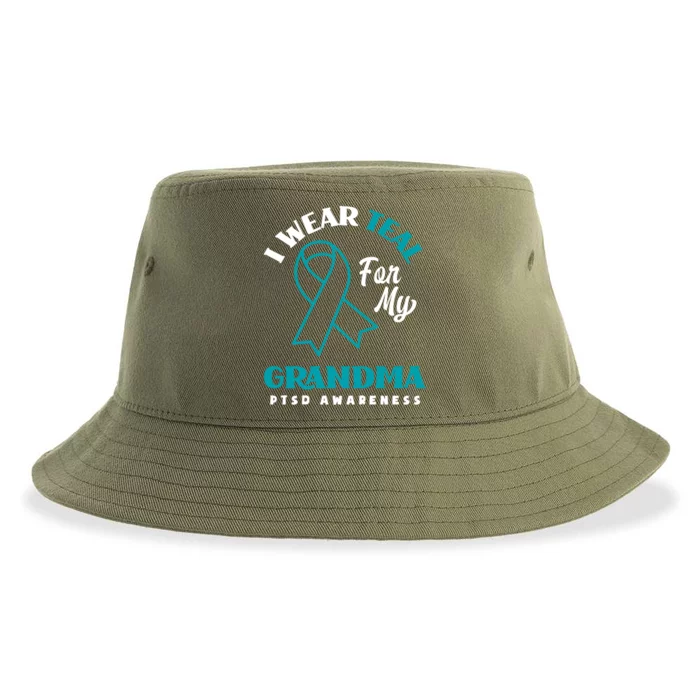 I Wear Teal For My Grandma Ptsd Awareness Gift Sustainable Bucket Hat