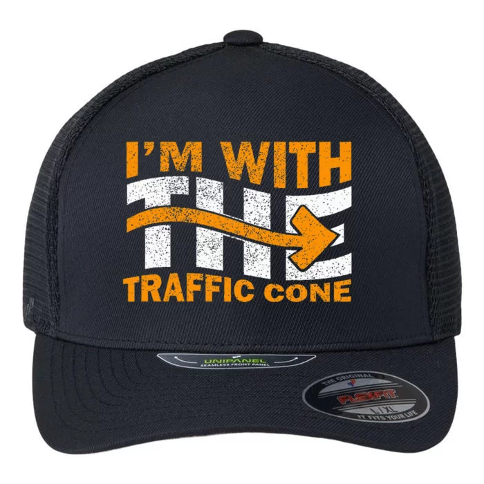 IM With The Traffic Cone Costume Funny Halloween Couple Flexfit Unipanel Trucker Cap