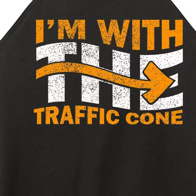 IM With The Traffic Cone Costume Funny Halloween Couple Women’s Perfect Tri Rocker Tank