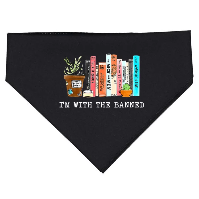 I'm With The Banned Books I Read Banned Books Lovers USA-Made Doggie Bandana