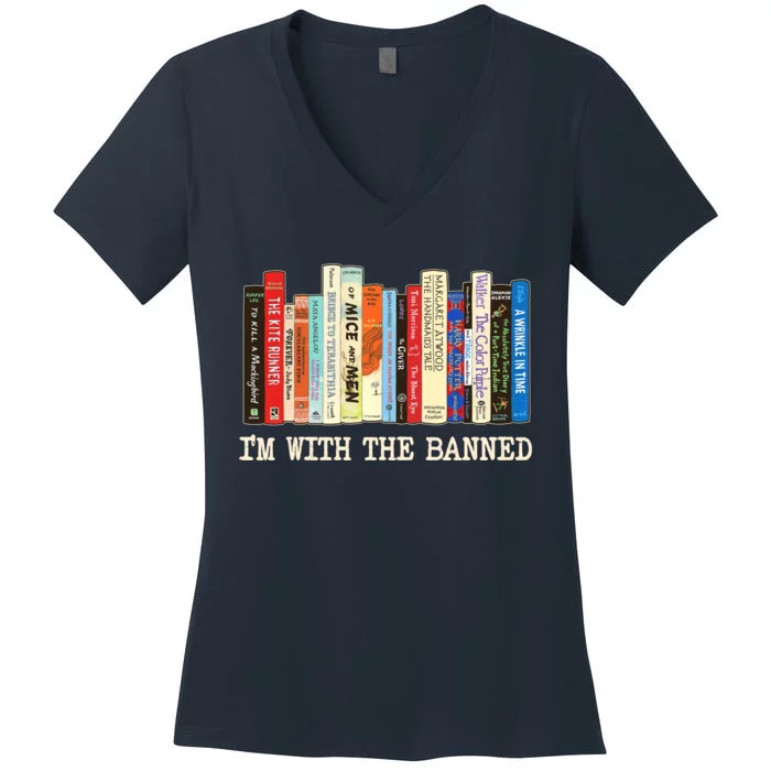 I'm With The Banned Read Banned Books Women's V-Neck T-Shirt