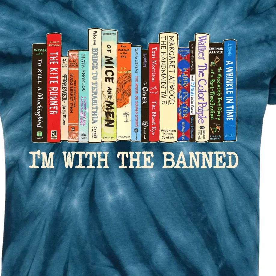 I'm With The Banned Read Banned Books Kids Tie-Dye T-Shirt