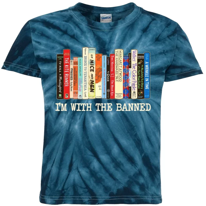 I'm With The Banned Read Banned Books Kids Tie-Dye T-Shirt