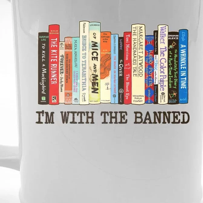 I'm With The Banned Read Banned Books Front & Back Beer Stein