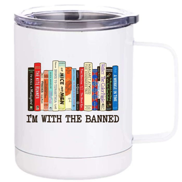 I'm With The Banned Read Banned Books Front & Back 12oz Stainless Steel Tumbler Cup