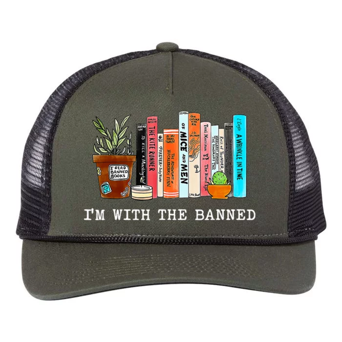 Im With The Banned Books I Read Banned Books Lovers Retro Rope Trucker Hat Cap