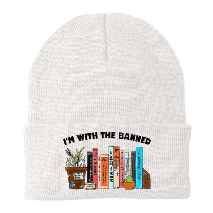 Im With The Banned Love Reading Books Outfit For Bookworms Knit Cap Winter Beanie