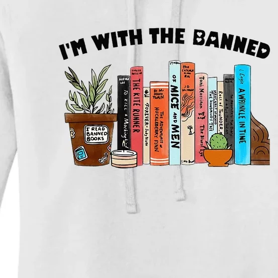 Im With The Banned Love Reading Books Outfit For Bookworms Women's Pullover Hoodie