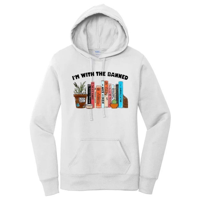 Im With The Banned Love Reading Books Outfit For Bookworms Women's Pullover Hoodie