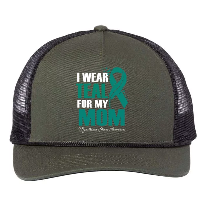 I Wear Teal For My Mom Myasthenia Gravis Awareness Gift Retro Rope Trucker Hat Cap